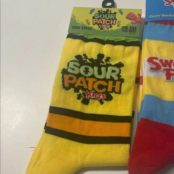 3 Sour Patch Kids, Swedish Fish, Reese's Pieces Crew Socks Set BUNDLE OF 3 - Picture 2 of 4